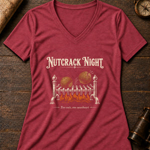 Nutcrack Night Fortune Women's V-Neck Tee — heather red