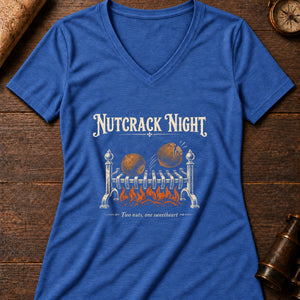 Nutcrack Night Fortune Women's V-Neck Tee — heather true royal