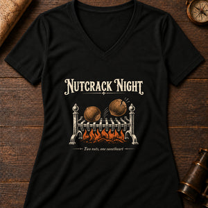 Nutcrack Night Fortune Women's V-Neck Tee — solid black blend