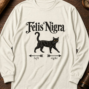 Black Cat Crossing Long Sleeve Shirt — Ivory