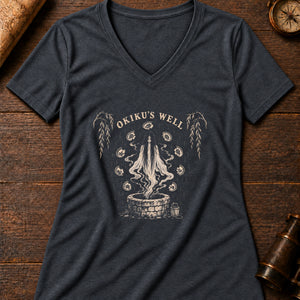 Okiku's Well Women's V-Neck Tee — dark grey heather