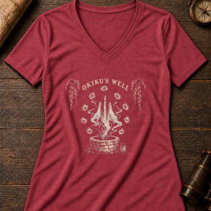 Okiku's Well Women's V-Neck Tee — heather red