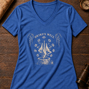 Okiku's Well Women's V-Neck Tee — heather true royal