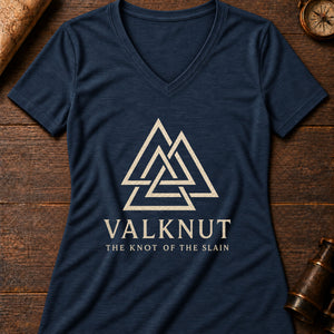 Valknut Sign Women's V-Neck Tee — heather navy