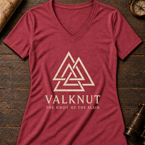 Valknut Sign Women's V-Neck Tee — heather red