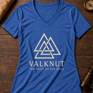 Valknut Sign Women's V-Neck Tee — heather true royal