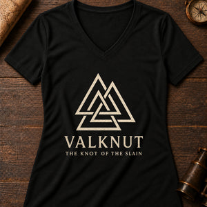 Valknut Sign Women's V-Neck Tee — solid black blend