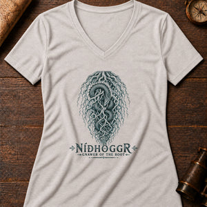 Nidhogg Root Gnawer Women's V-Neck Tee — heather dust