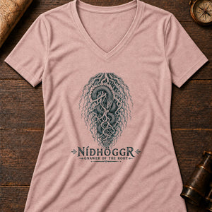 Nidhogg Root Gnawer Women's V-Neck Tee — heather peach