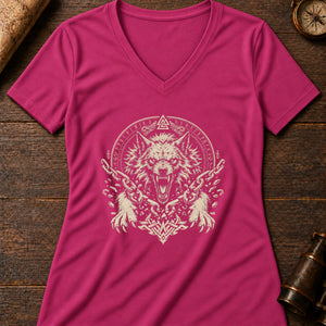 Fenrir Unchained Women's V-Neck Tee — berry