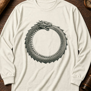 World Serpent Ouroboros Long Sleeve Shirt — Ivory