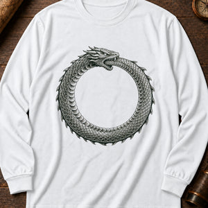 World Serpent Ouroboros Long Sleeve Shirt — White