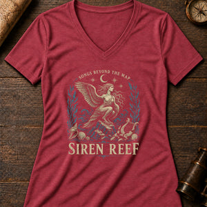 Siren Reef Women's V-Neck Tee — heather red