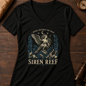 Siren Reef Women's V-Neck Tee — solid black blend