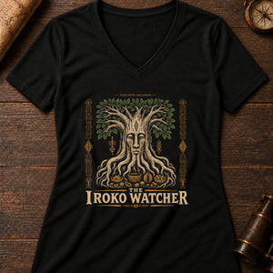 Iroko Watcher Women's V-Neck Tee — solid black blend