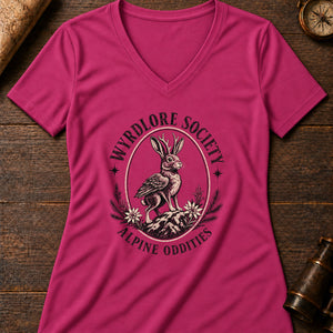 Wolpertinger Crest Women's V-Neck Tee — berry