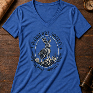 Wolpertinger Crest Women's V-Neck Tee — heather true royal