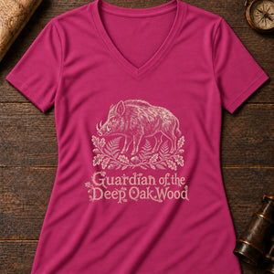 Wild Boar Omen Women's V-Neck Tee — berry