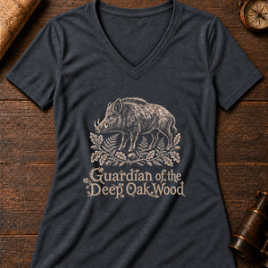 Wild Boar Omen Women's V-Neck Tee — dark grey heather