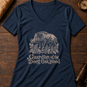 Wild Boar Omen Women's V-Neck Tee — heather navy