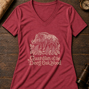 Wild Boar Omen Women's V-Neck Tee — heather red