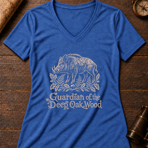 Wild Boar Omen Women's V-Neck Tee — heather true royal