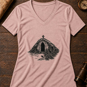 Green Knight's Chapel Women's V-Neck Tee — heather peach