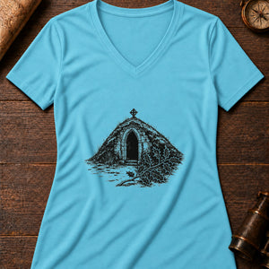 Green Knight's Chapel Women's V-Neck Tee — turquoise