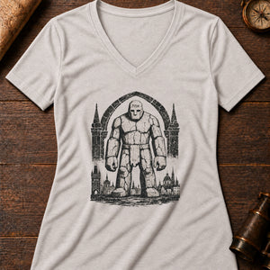 Prague Golem Women's V-Neck Tee — heather dust