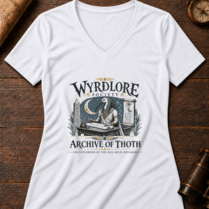 Thoth Archive Women's V-Neck Tee — solid white blend