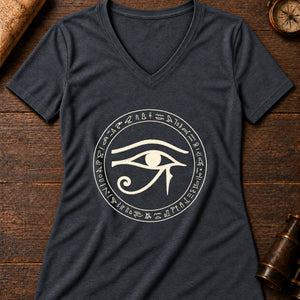 Eye of Horus Women's V-Neck Tee — dark grey heather