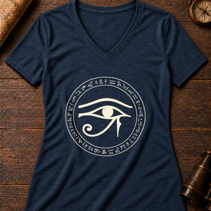 Eye of Horus Women's V-Neck Tee — heather navy