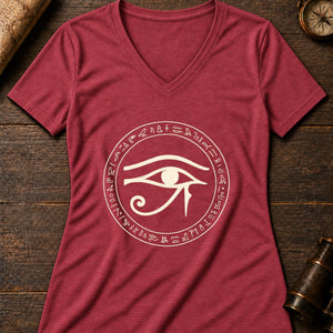 Eye of Horus Women's V-Neck Tee — heather red