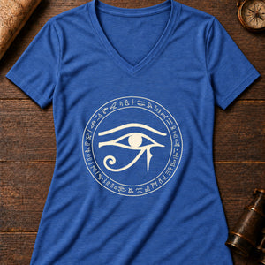 Eye of Horus Women's V-Neck Tee — heather true royal