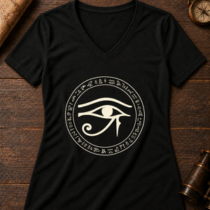 Eye of Horus Women's V-Neck Tee — solid black blend