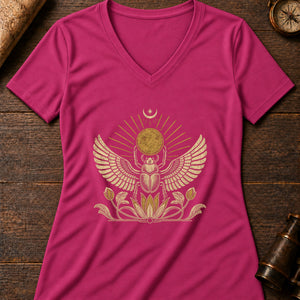 Scarab Sun Boat Women's V-Neck Tee — berry