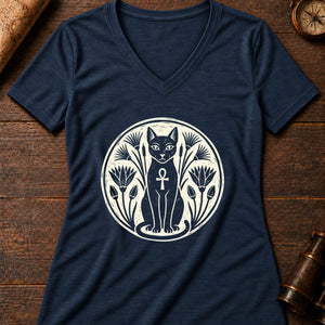 Bastet, House Guardian Women's V-Neck Tee — heather navy