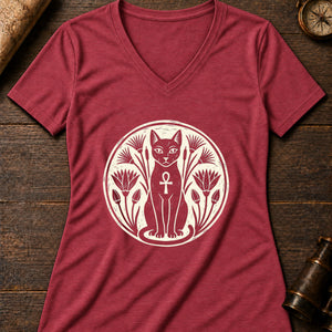 Bastet, House Guardian Women's V-Neck Tee — heather red