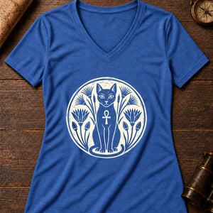 Bastet, House Guardian Women's V-Neck Tee — heather true royal