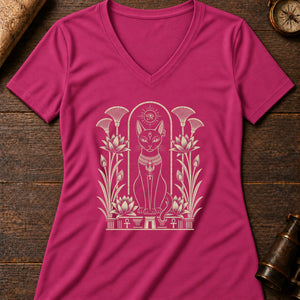 Bastet, House Guardian Women's V-Neck Tee — berry