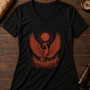 The Bennu's Renewal Women's V-Neck Tee — solid black blend