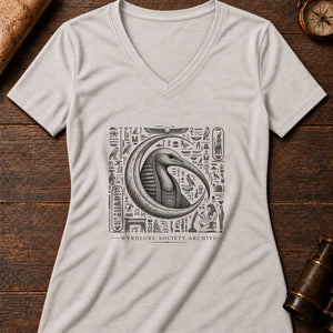 Thoth's Lunar Glyphs Women's V-Neck Tee — heather dust