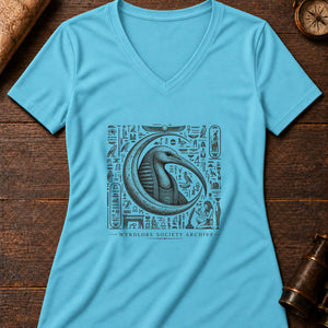 Thoth's Lunar Glyphs Women's V-Neck Tee — turquoise