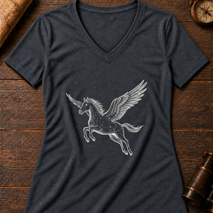 Pegasus Constellation Women's V-Neck Tee — dark grey heather