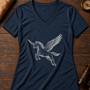 Pegasus Constellation Women's V-Neck Tee — heather navy