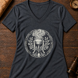 The Delphic Oracle Women's V-Neck Tee — dark grey heather