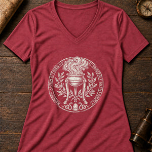 The Delphic Oracle Women's V-Neck Tee — heather red