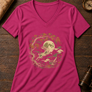 The Moon Rabbit Women's V-Neck Tee — berry
