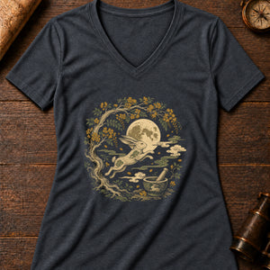 The Moon Rabbit Women's V-Neck Tee — dark grey heather