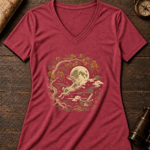 The Moon Rabbit Women's V-Neck Tee — heather red